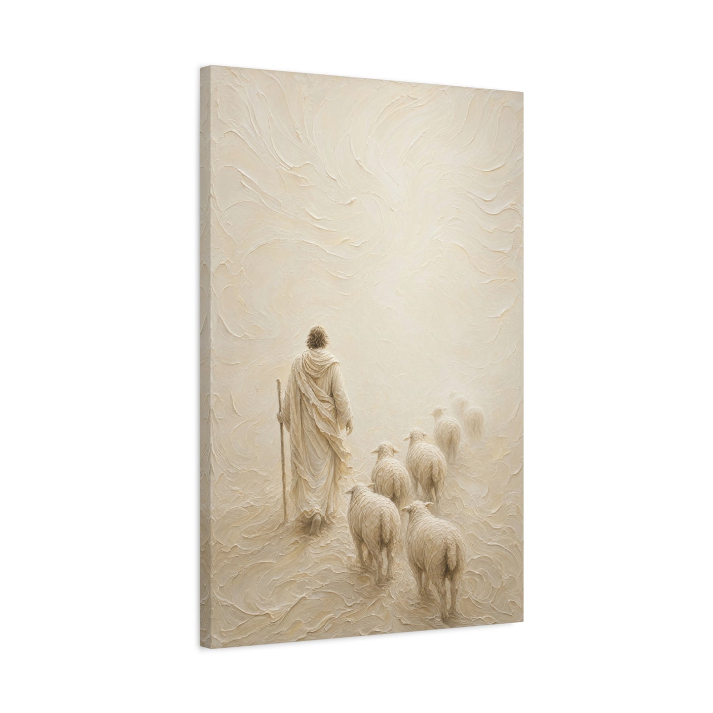 Shepherd In The Mist | Ivory Relief - Canvas