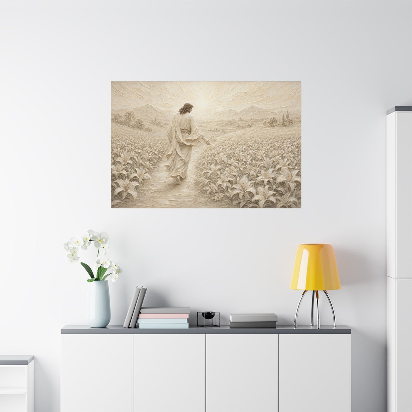 The Lily Path | Ivory Relief - Canvas