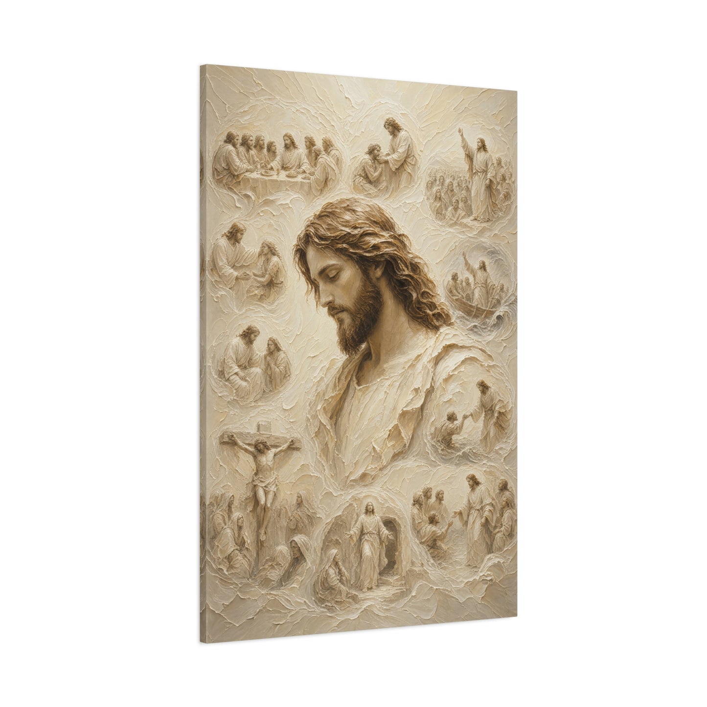 Crowned In Stillness II | Ivory Relief - Canvas