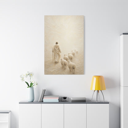 Shepherd In The Mist | Ivory Relief - Canvas