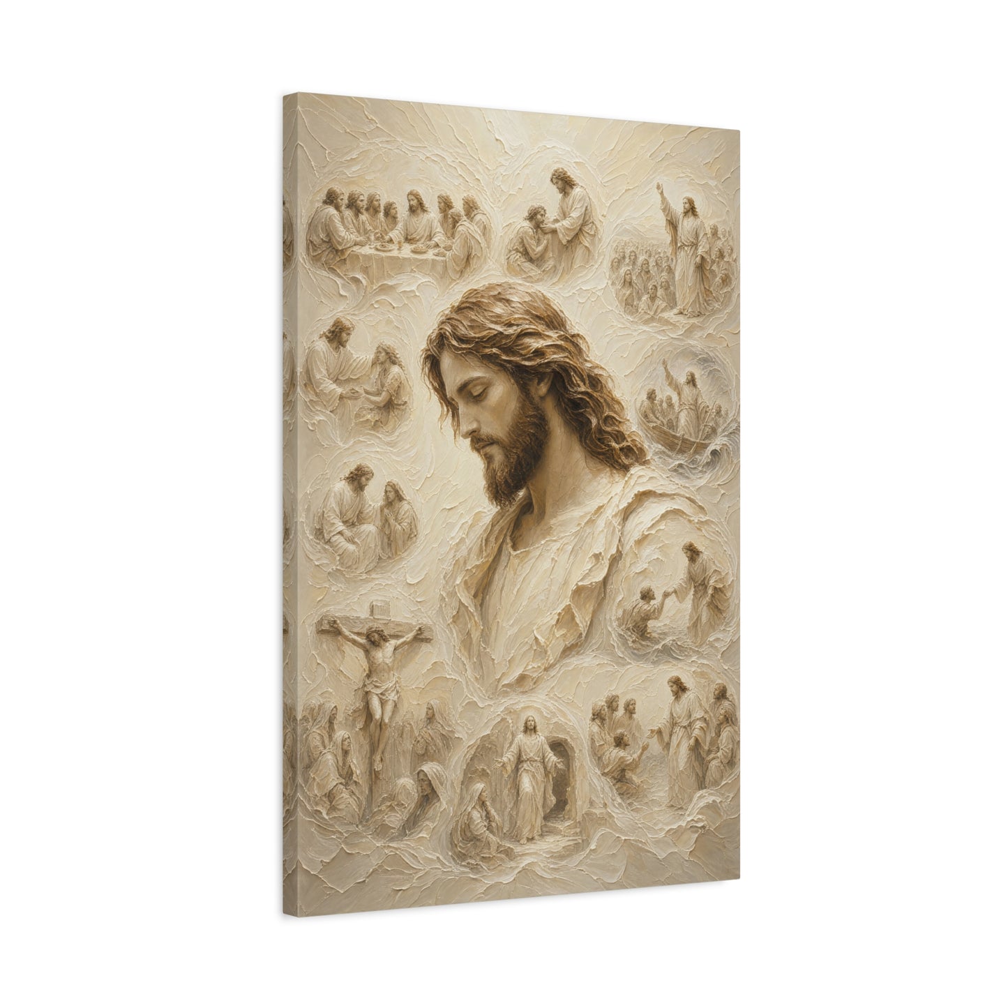 Crowned In Stillness II | Ivory Relief - Canvas