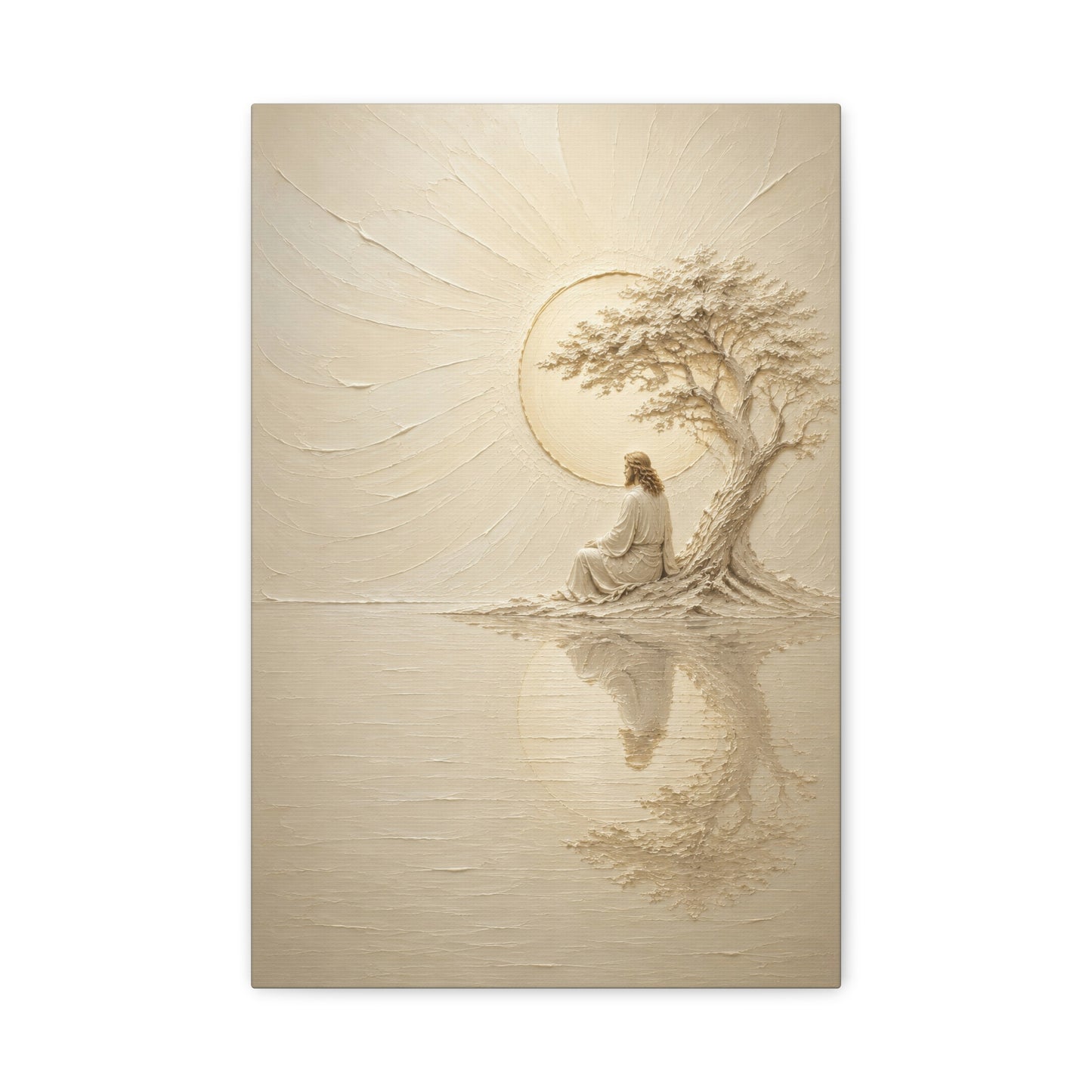 Jesus Under The Quiet Sun | Ivory Relief - Canvas