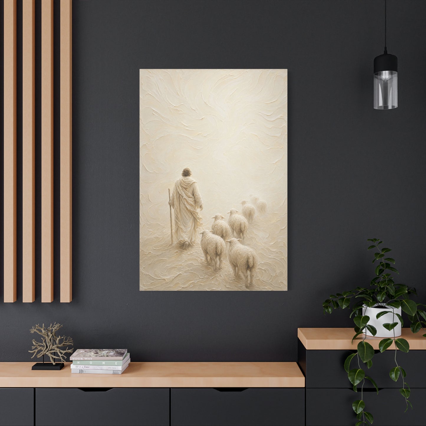 Shepherd In The Mist | Ivory Relief - Canvas