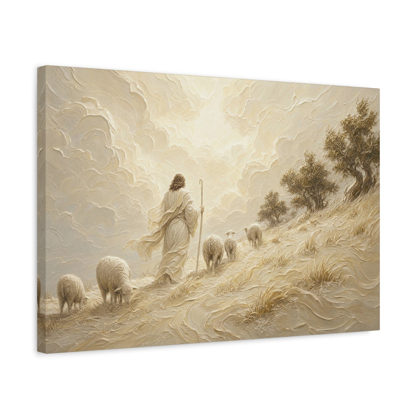 The Hillside Shepherd | Ivory Relief - Canvas