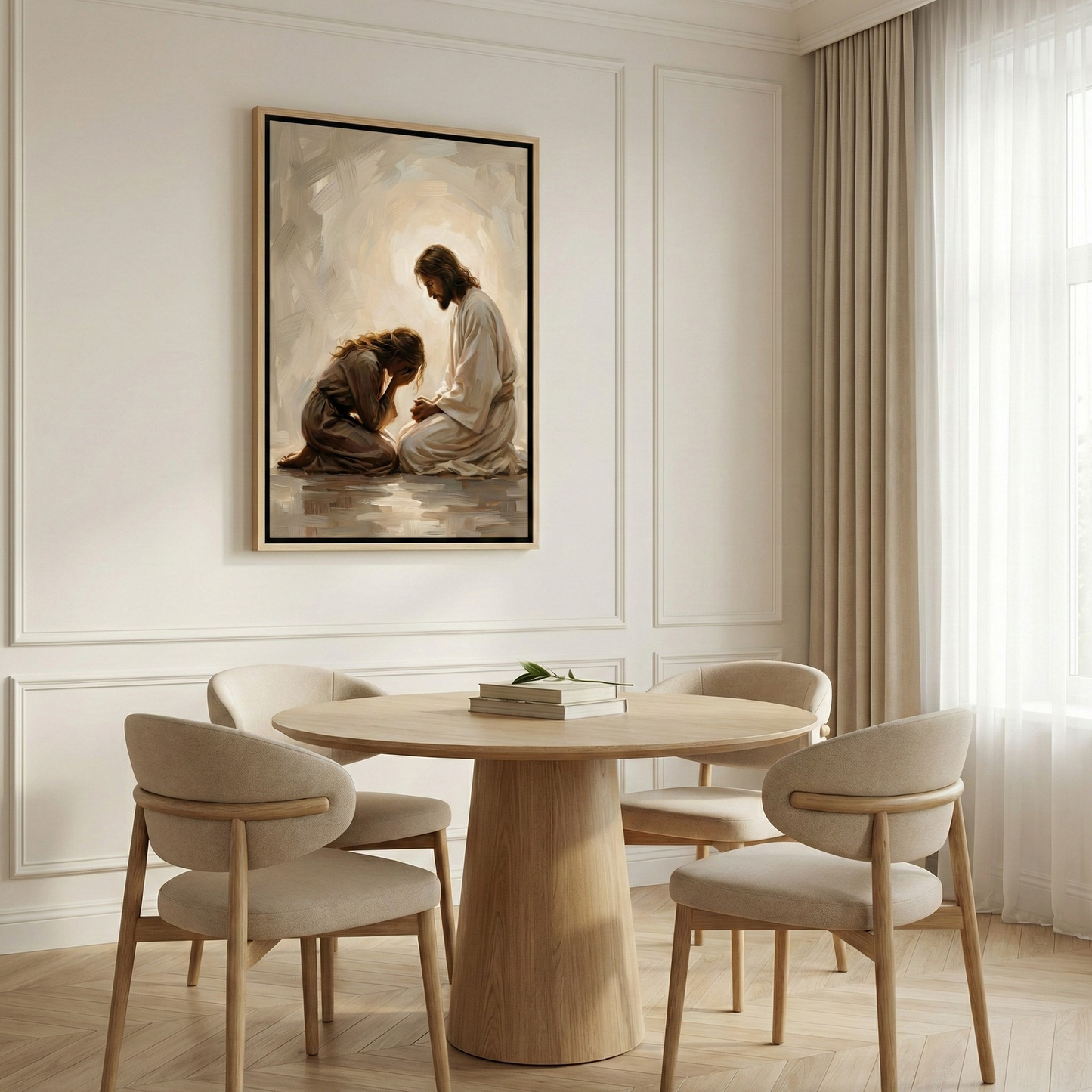 Jesus Comforting A Woman I - Framed Canvas