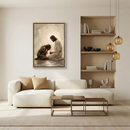 Jesus Comforting A Woman I - Canvas