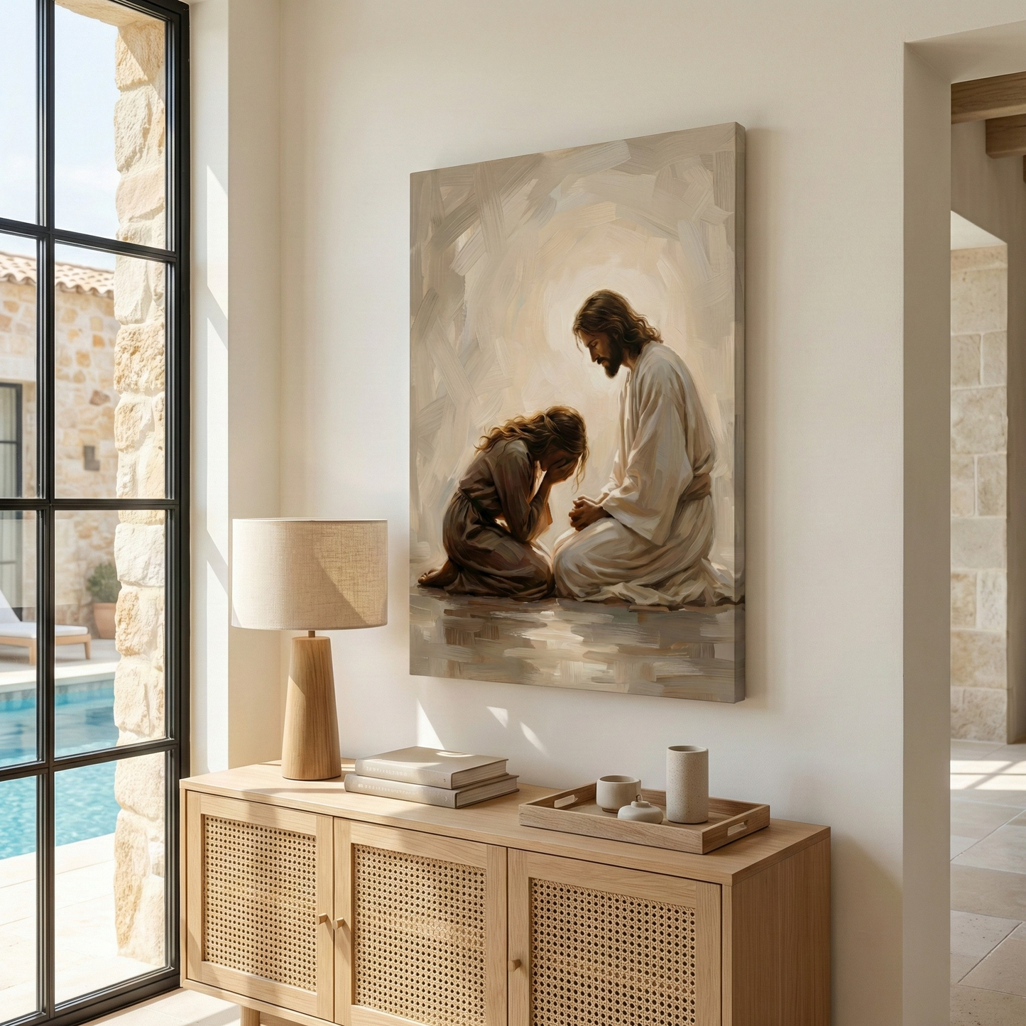 Jesus Comforting A Woman I - Canvas