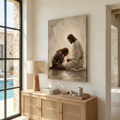 Jesus Comforting A Woman I - Canvas