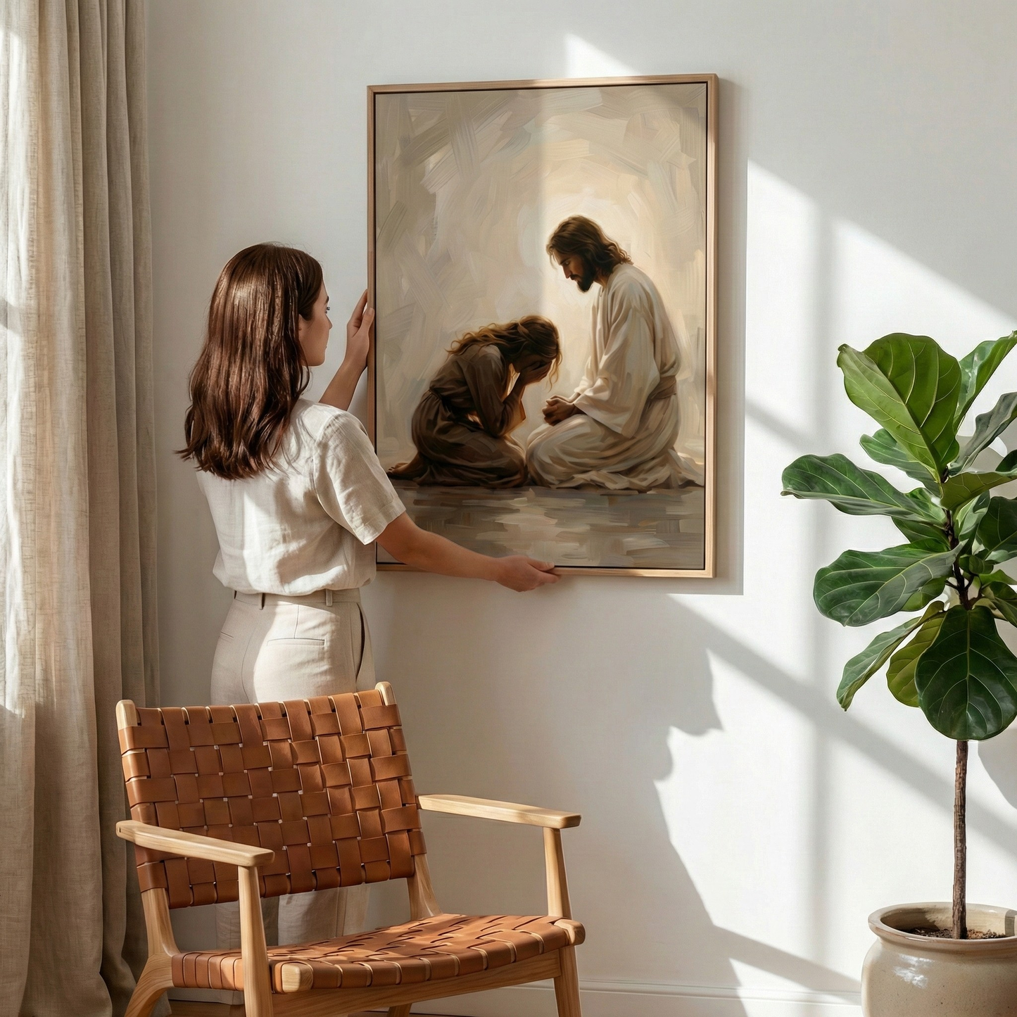 Jesus Comforting A Woman I - Canvas