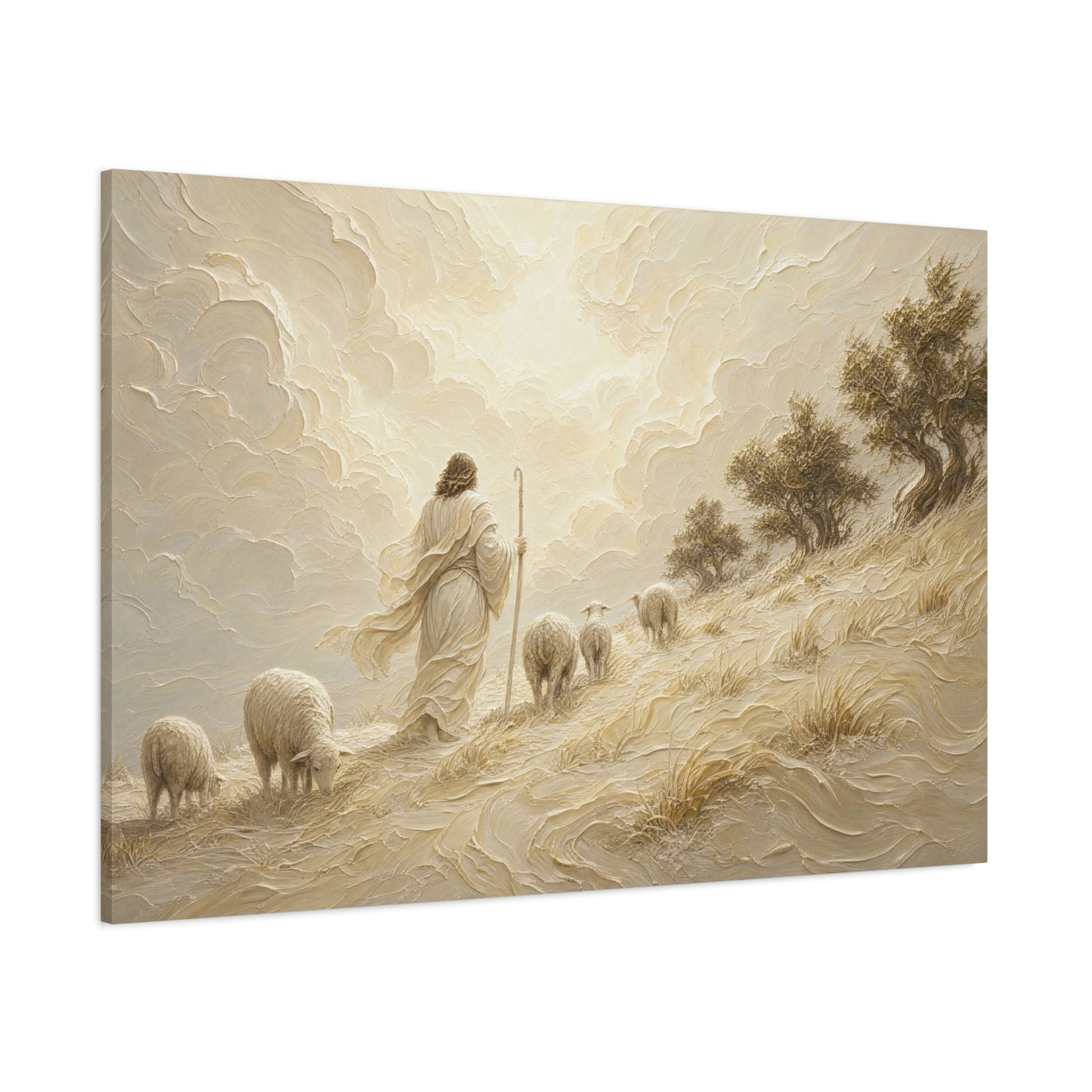 The Hillside Shepherd | Ivory Relief - Canvas