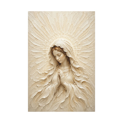 Madonna of Quiet Grace | Ivory Relief - Canvas