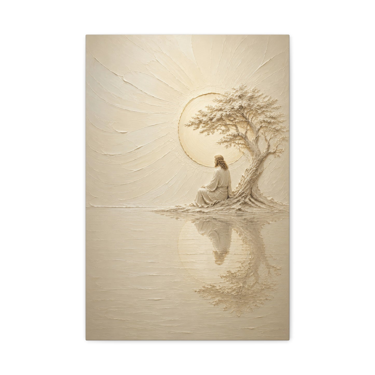 Jesus Under The Quiet Sun | Ivory Relief - Canvas