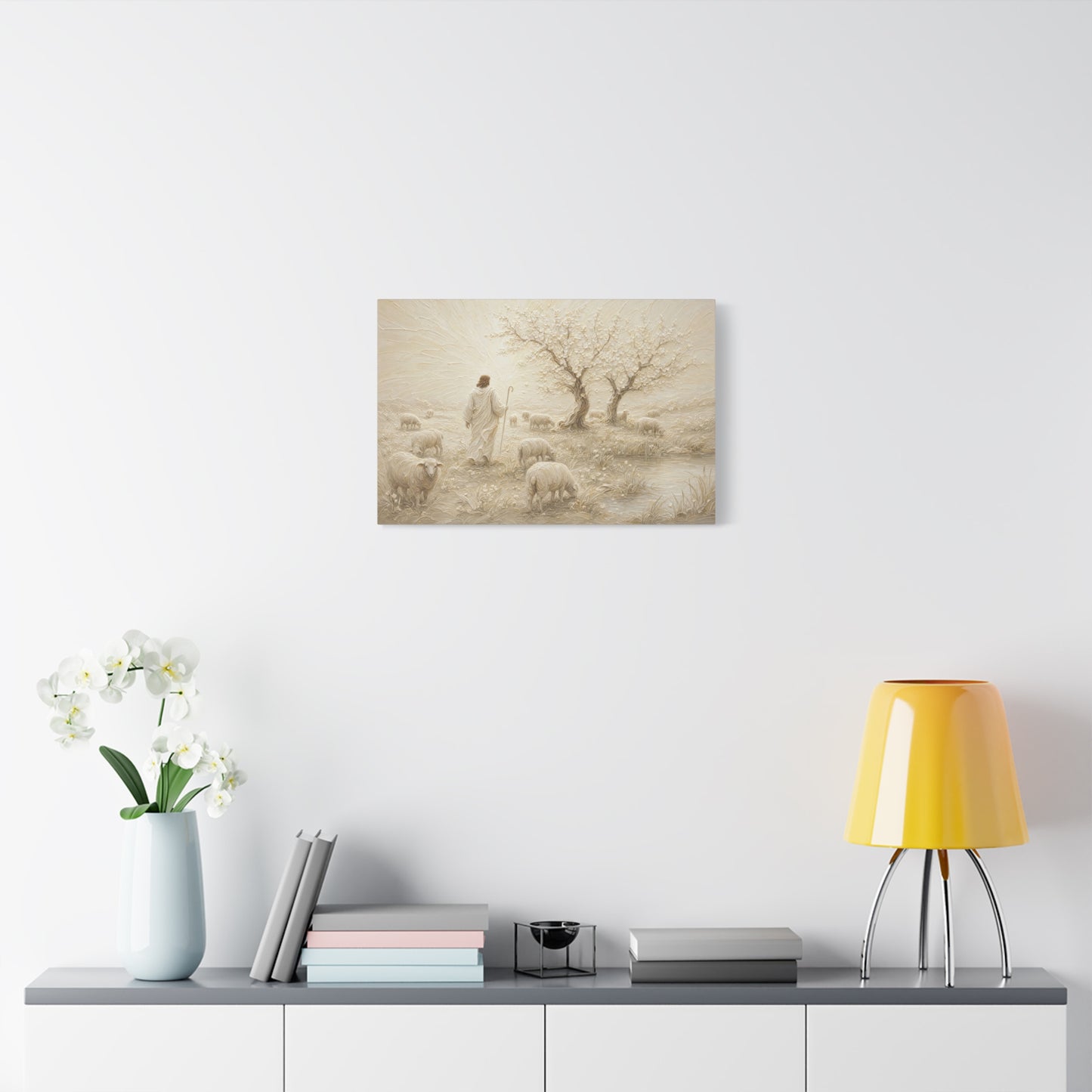 The Gentle Shepherd | Ivory Relief - Canvas