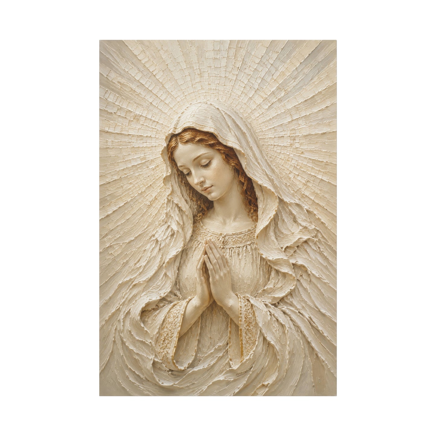 Madonna of Quiet Grace | Ivory Relief II - Canvas
