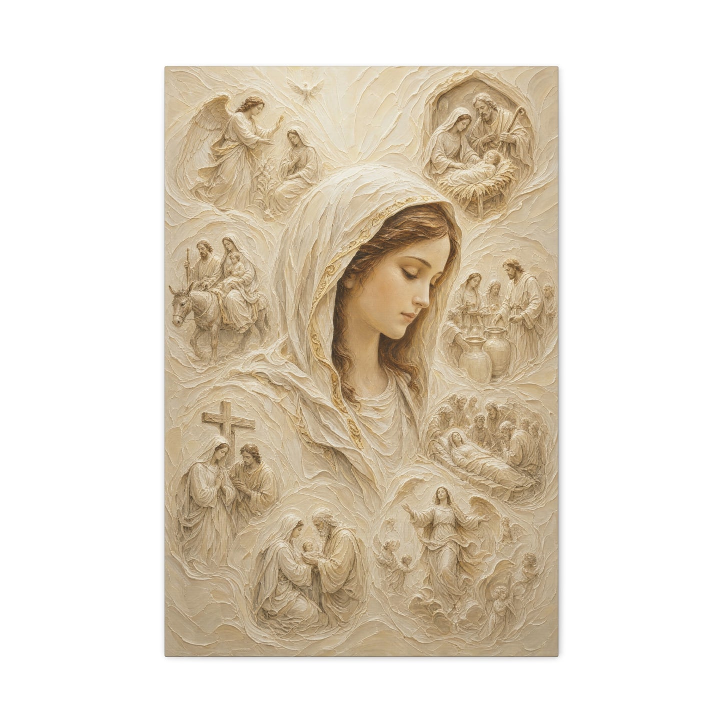 The Veiled Mary II | Ivory Relief - Canvas