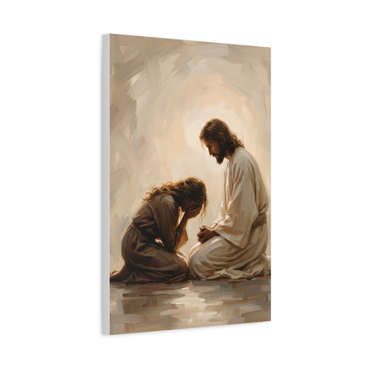 Jesus Comforting A Woman I - Canvas