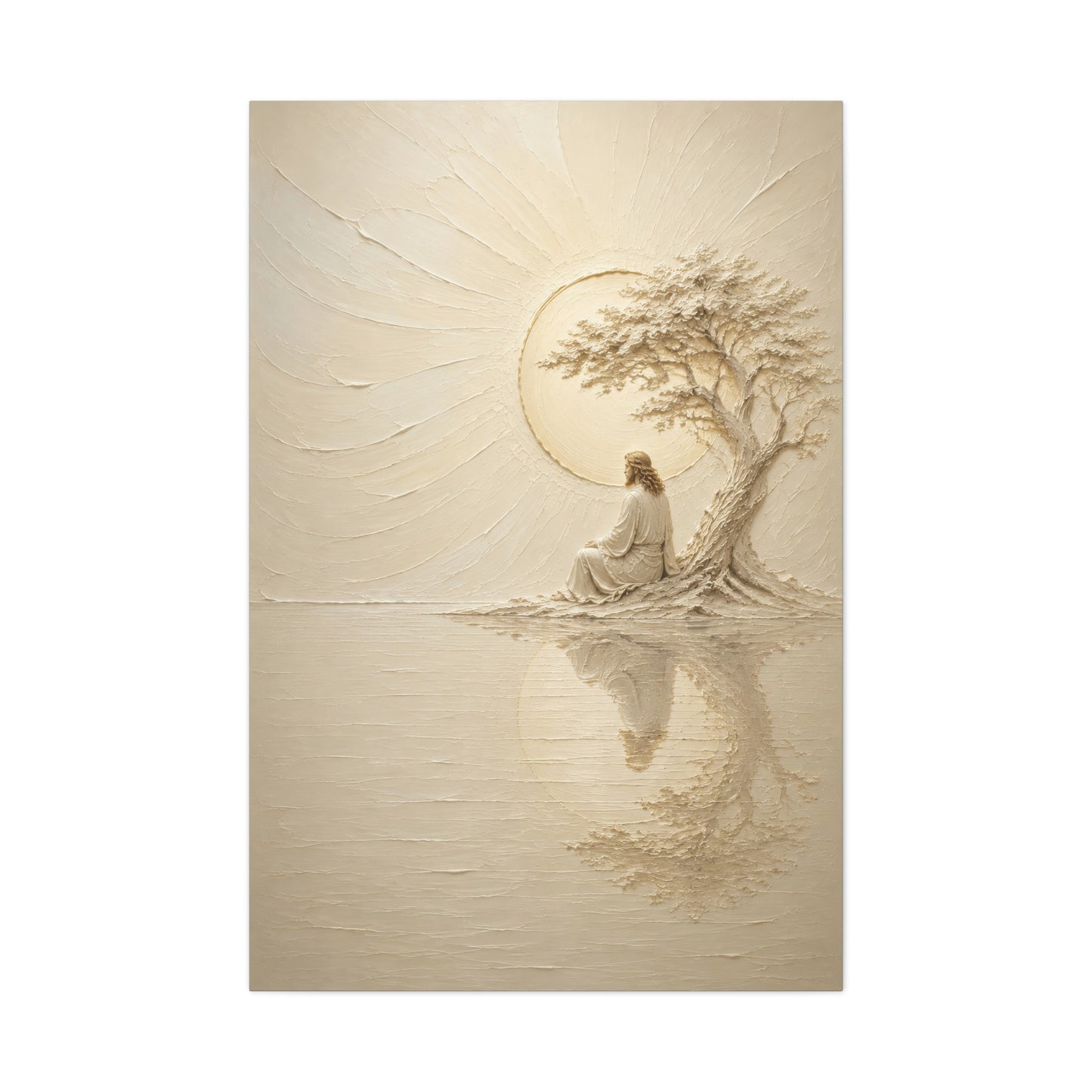 Jesus Under The Quiet Sun | Ivory Relief - Canvas