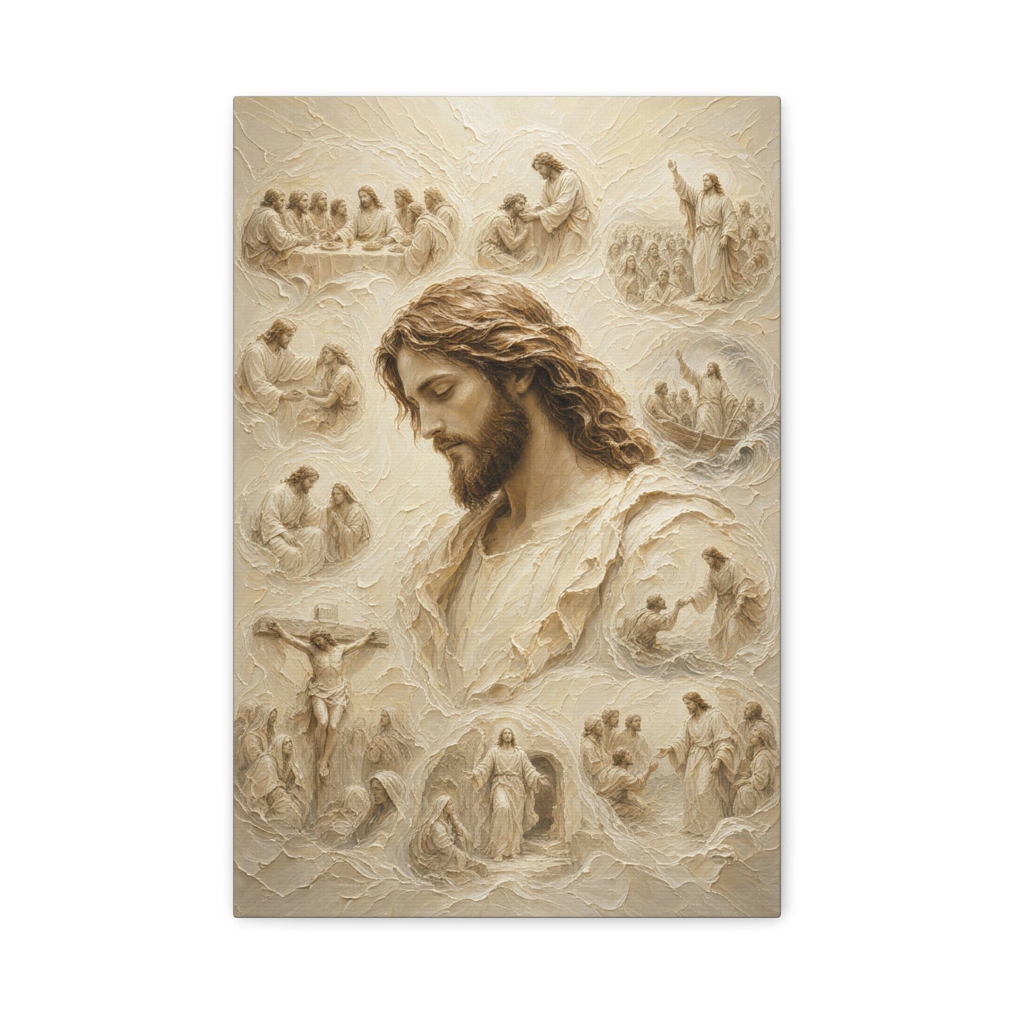 Crowned In Stillness II | Ivory Relief - Canvas