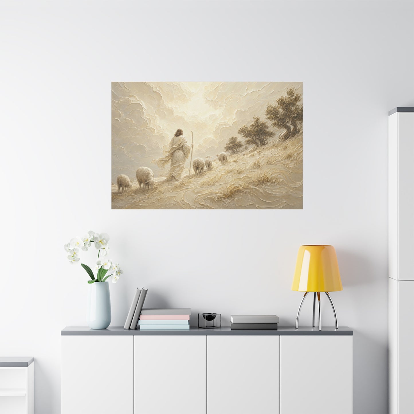 The Hillside Shepherd | Ivory Relief - Canvas
