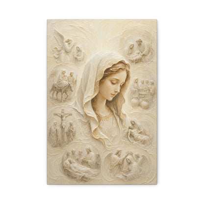 The Veiled Mary | Ivory Relief - Canvas