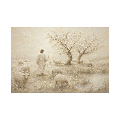 The Gentle Shepherd | Ivory Relief - Canvas