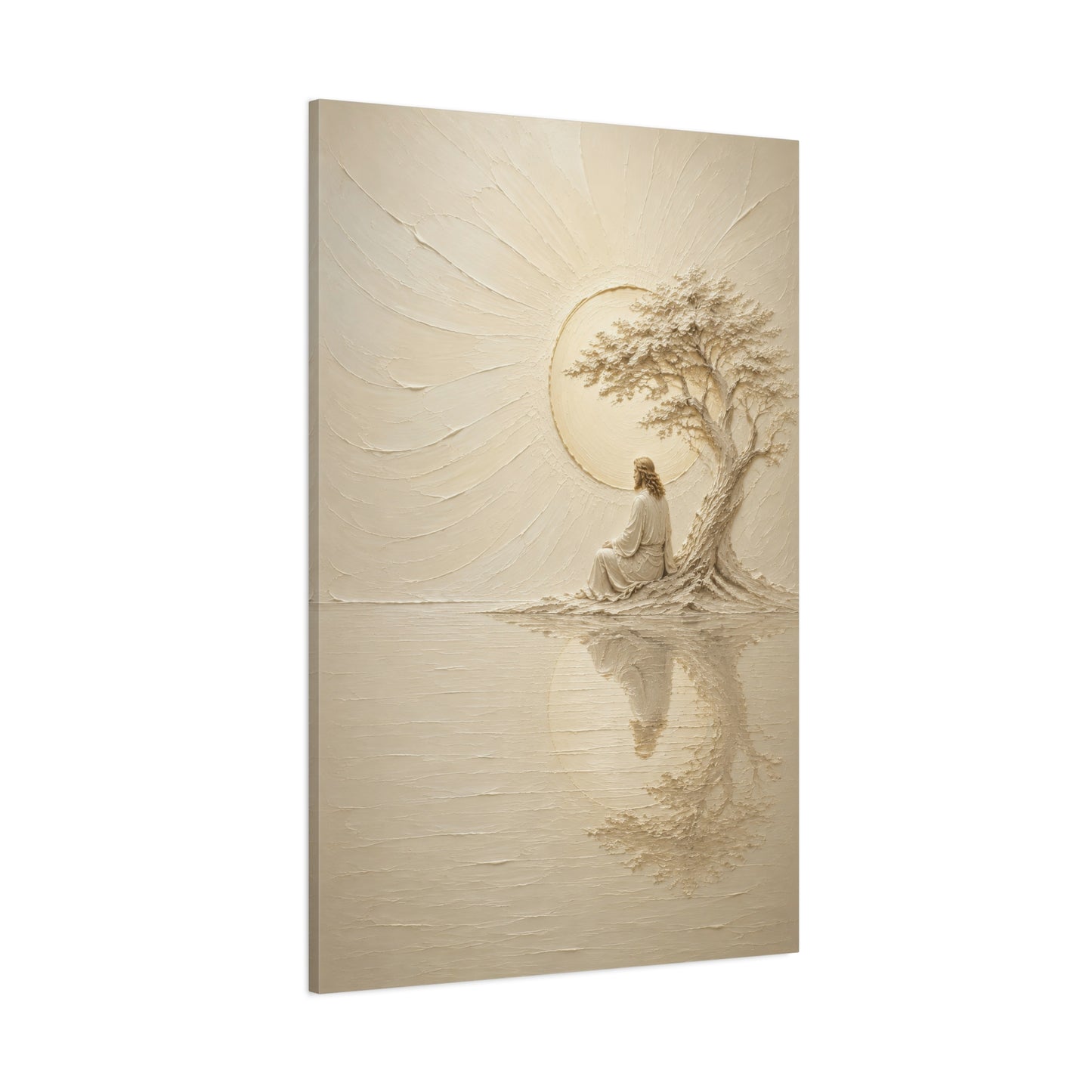 Jesus Under The Quiet Sun | Ivory Relief - Canvas