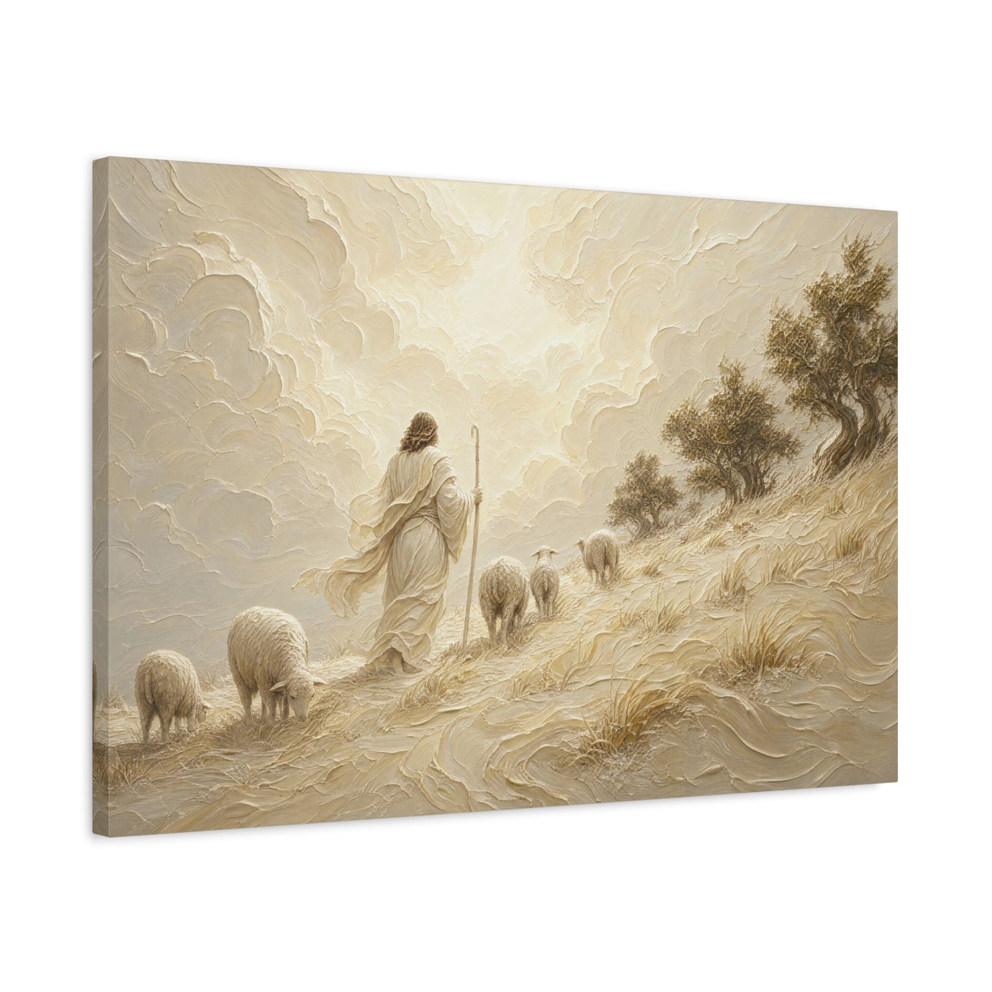 The Hillside Shepherd | Ivory Relief - Canvas