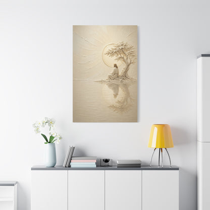 Jesus Under The Quiet Sun | Ivory Relief - Canvas