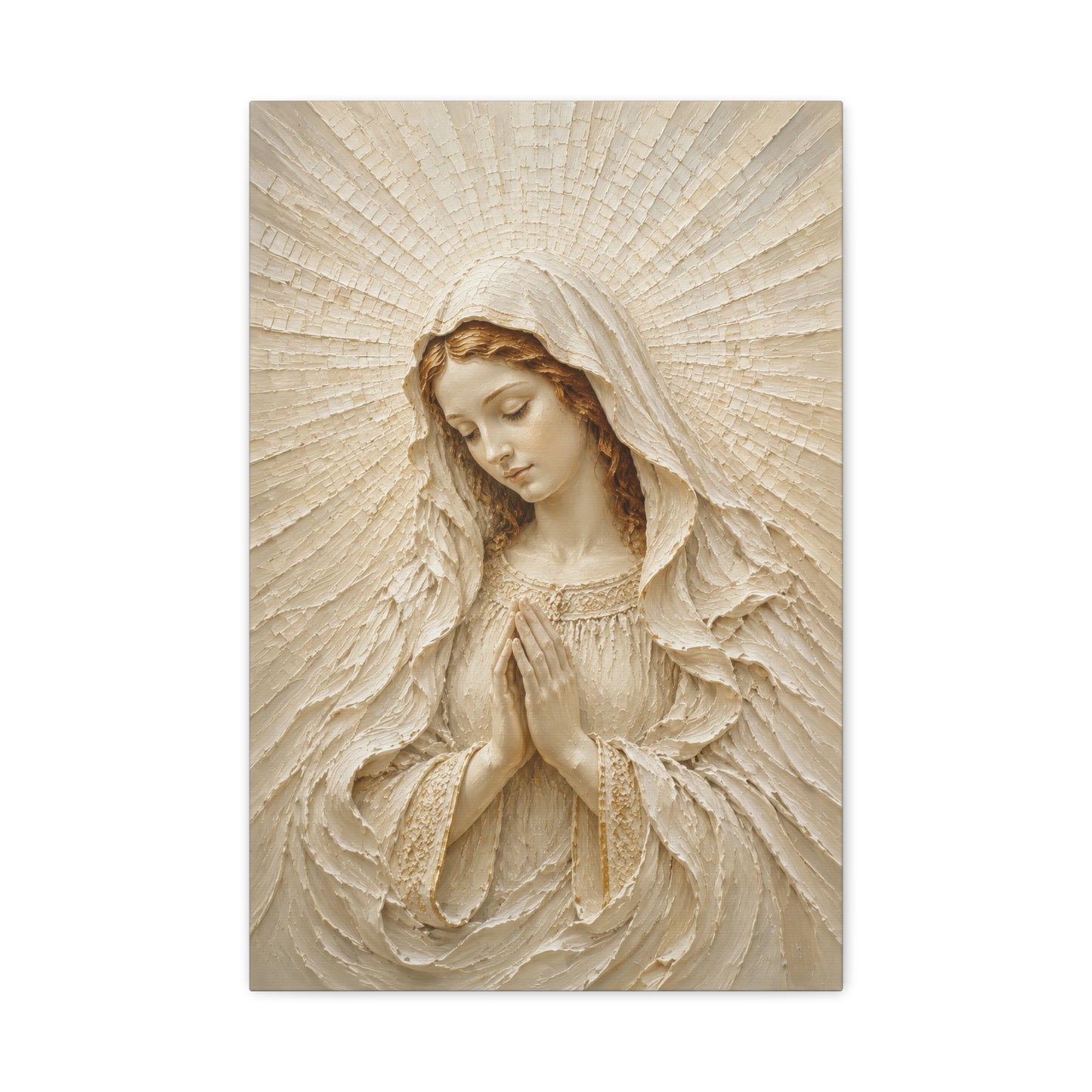 Madonna of Quiet Grace | Ivory Relief II - Canvas