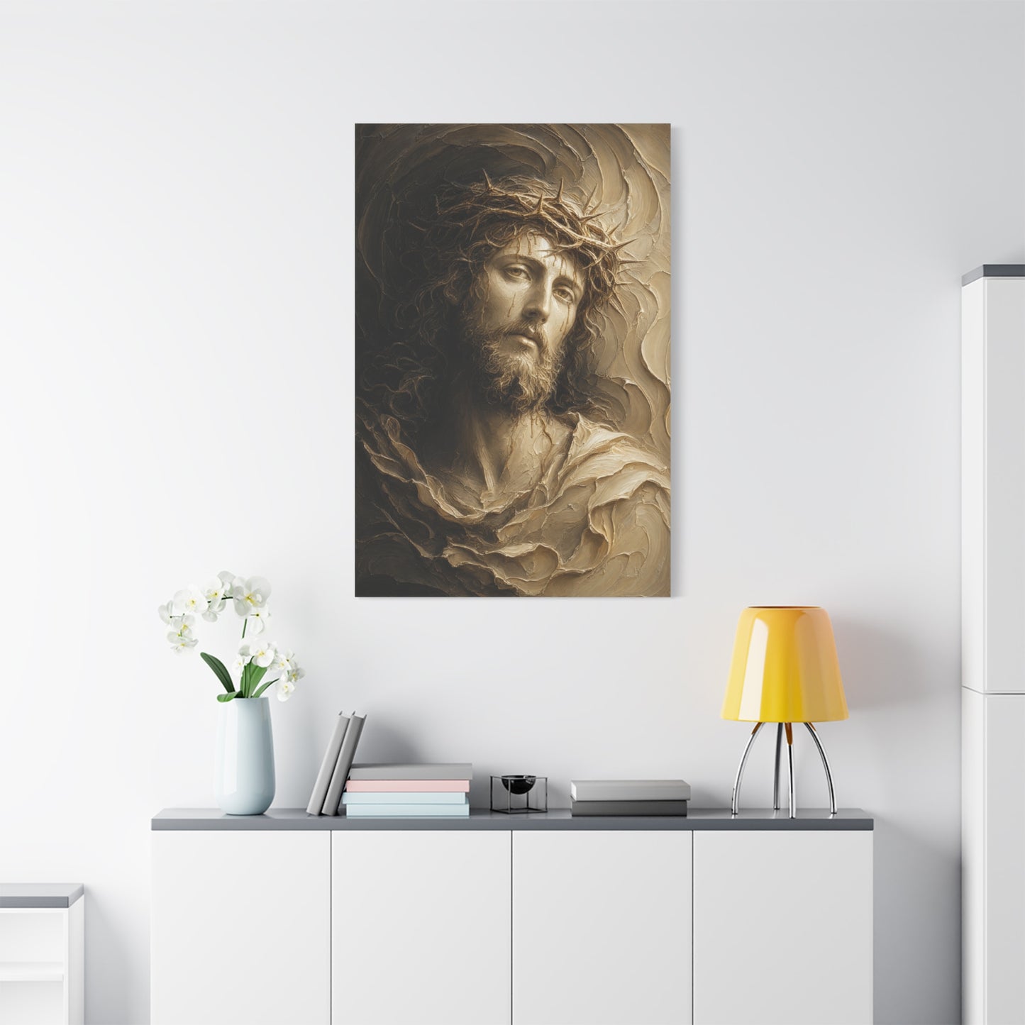 The Steadfast Gaze | Ivory Relief - Canvas
