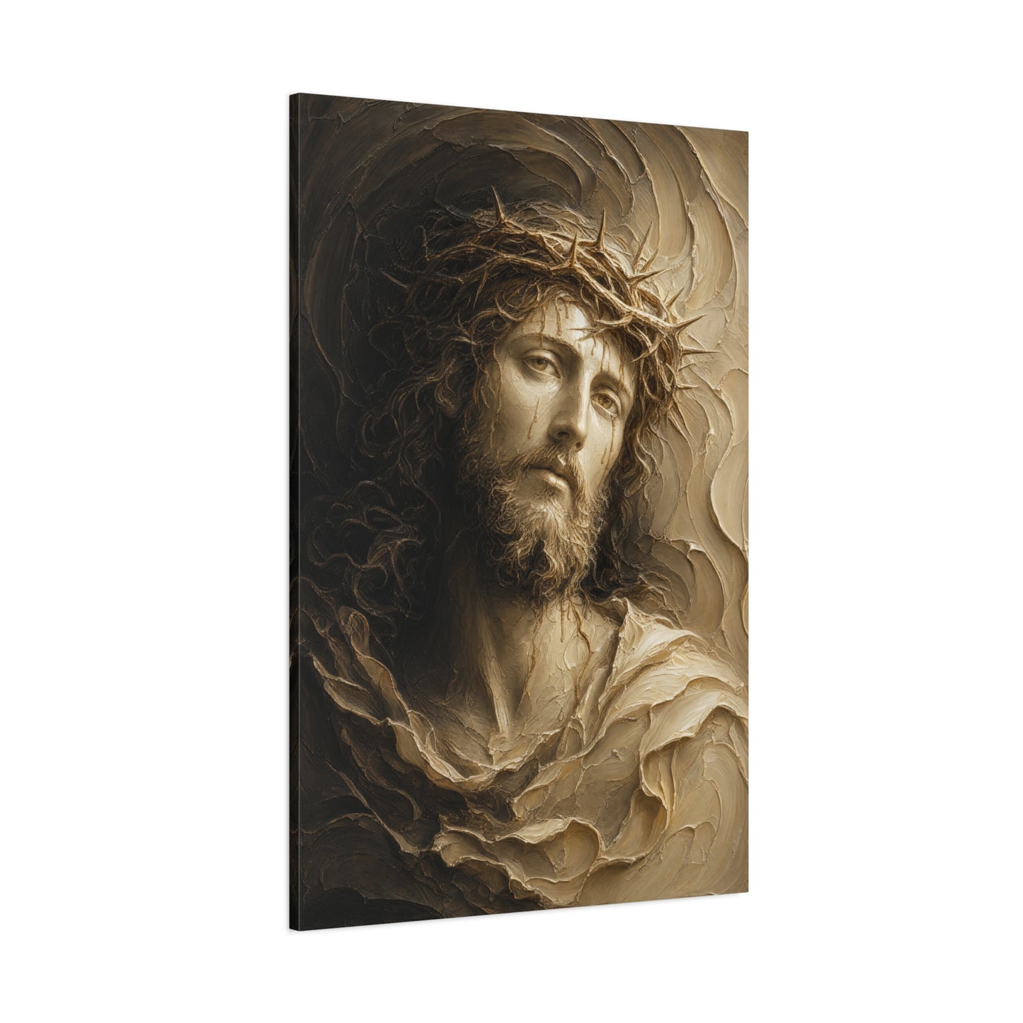 The Steadfast Gaze | Ivory Relief - Canvas
