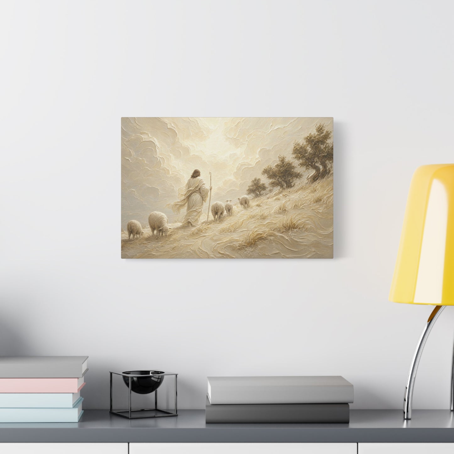 The Hillside Shepherd | Ivory Relief - Canvas
