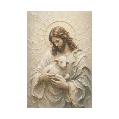The Cradled Lamb | Ivory Relief - Canvas
