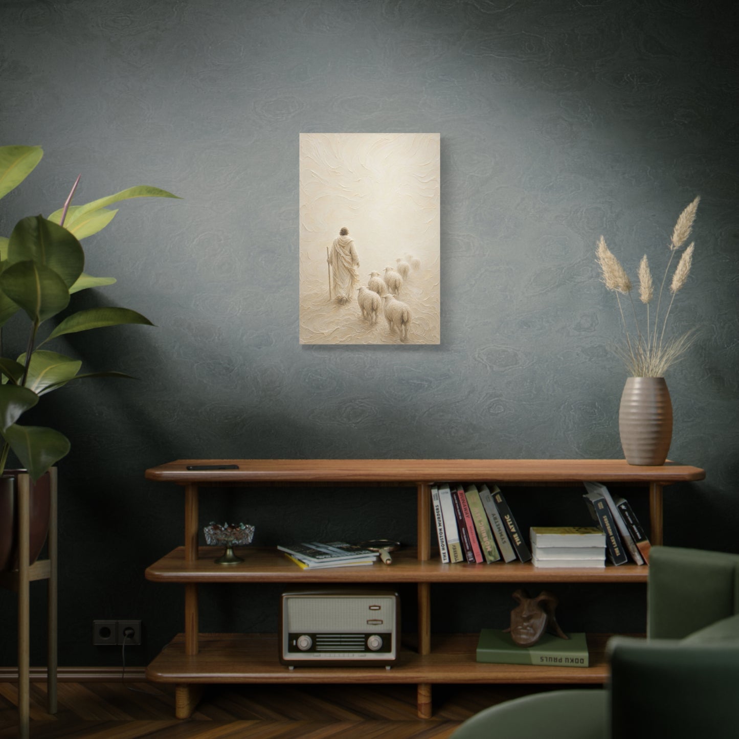 Shepherd In The Mist | Ivory Relief - Canvas