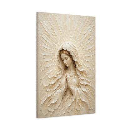 Madonna of Quiet Grace | Ivory Relief - Canvas