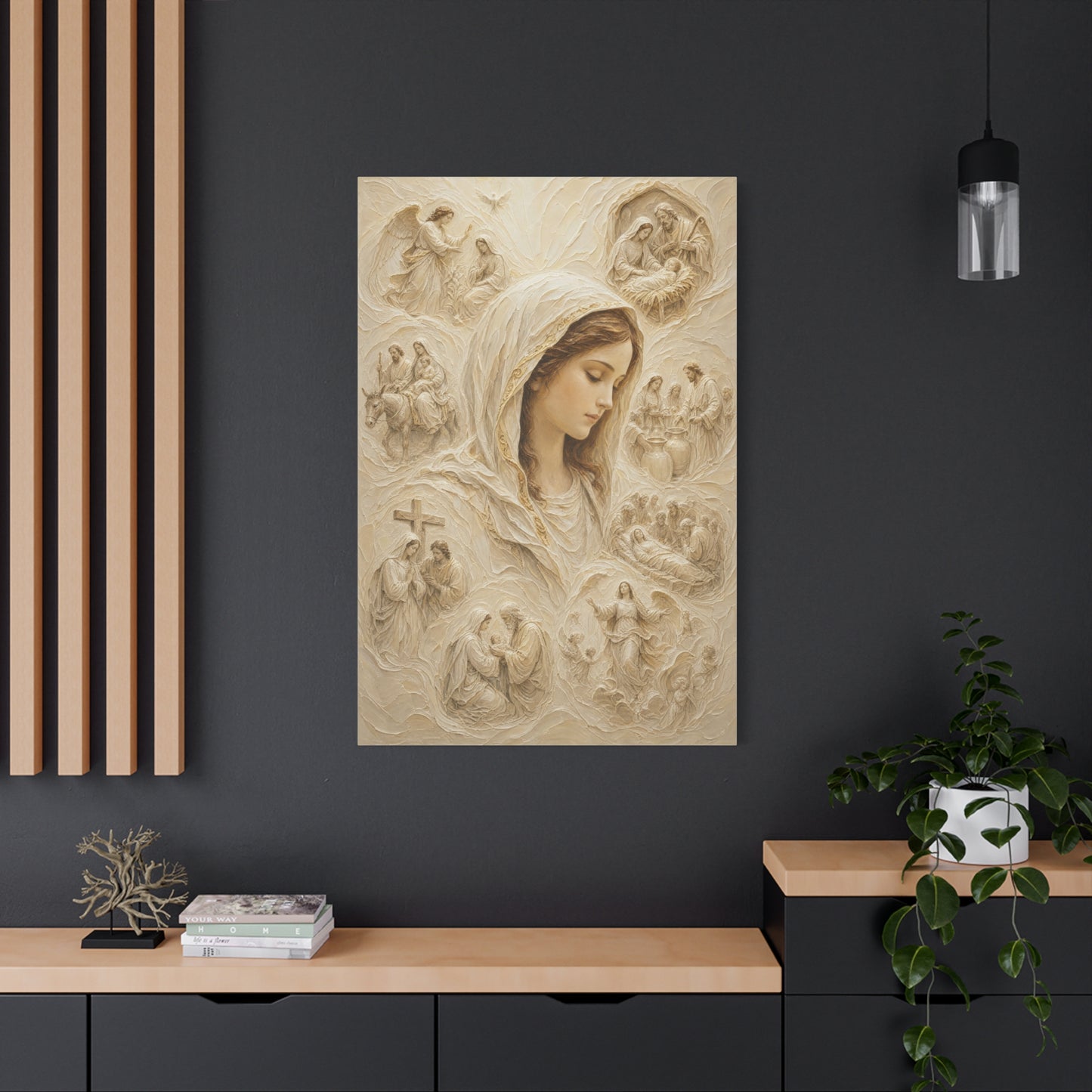 The Veiled Mary II | Ivory Relief - Canvas