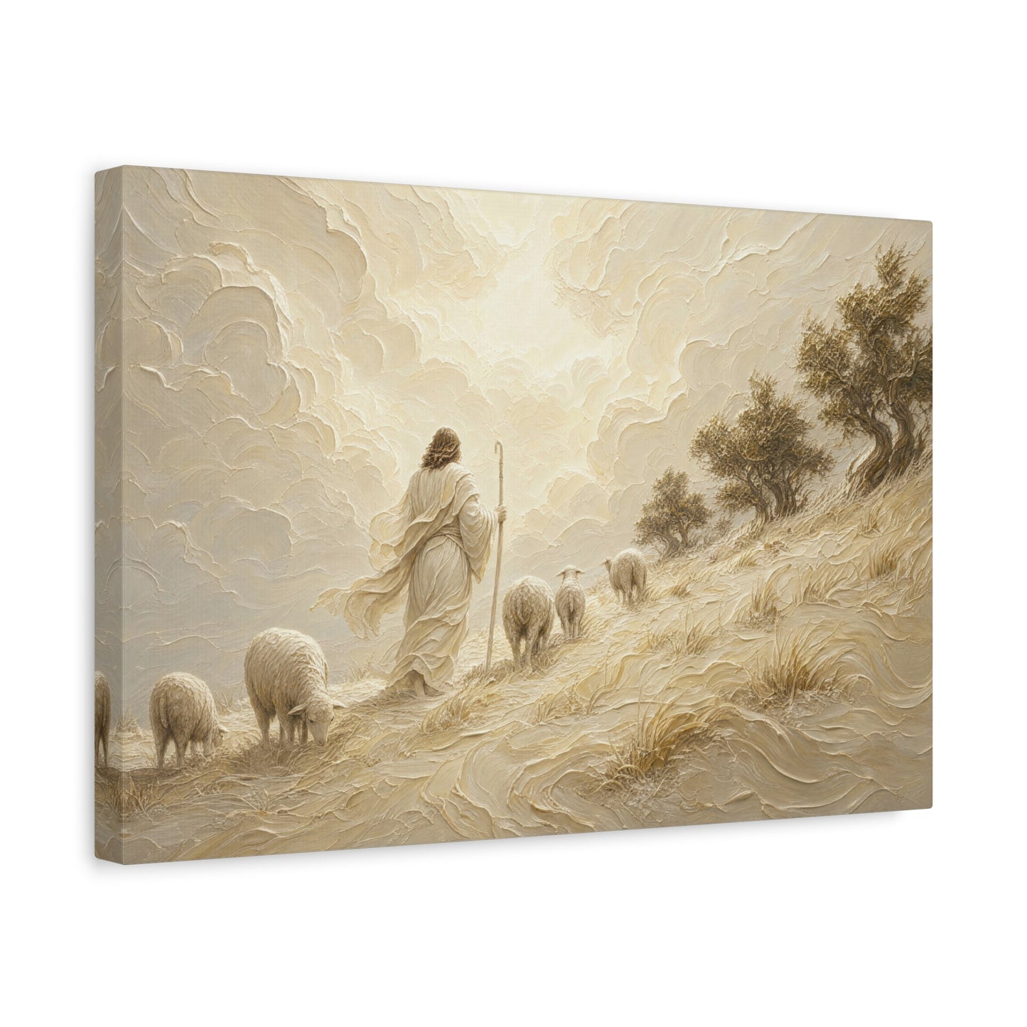 The Hillside Shepherd | Ivory Relief - Canvas