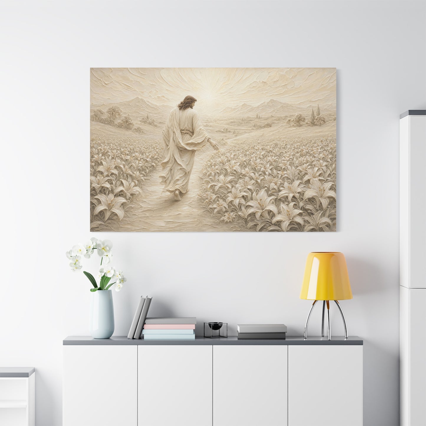 The Lily Path | Ivory Relief - Canvas