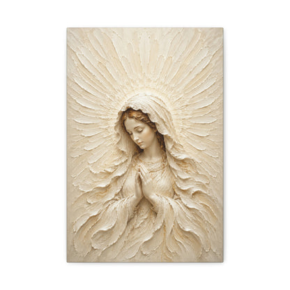 Madonna of Quiet Grace | Ivory Relief - Canvas