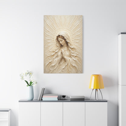 Madonna of Quiet Grace | Ivory Relief - Canvas