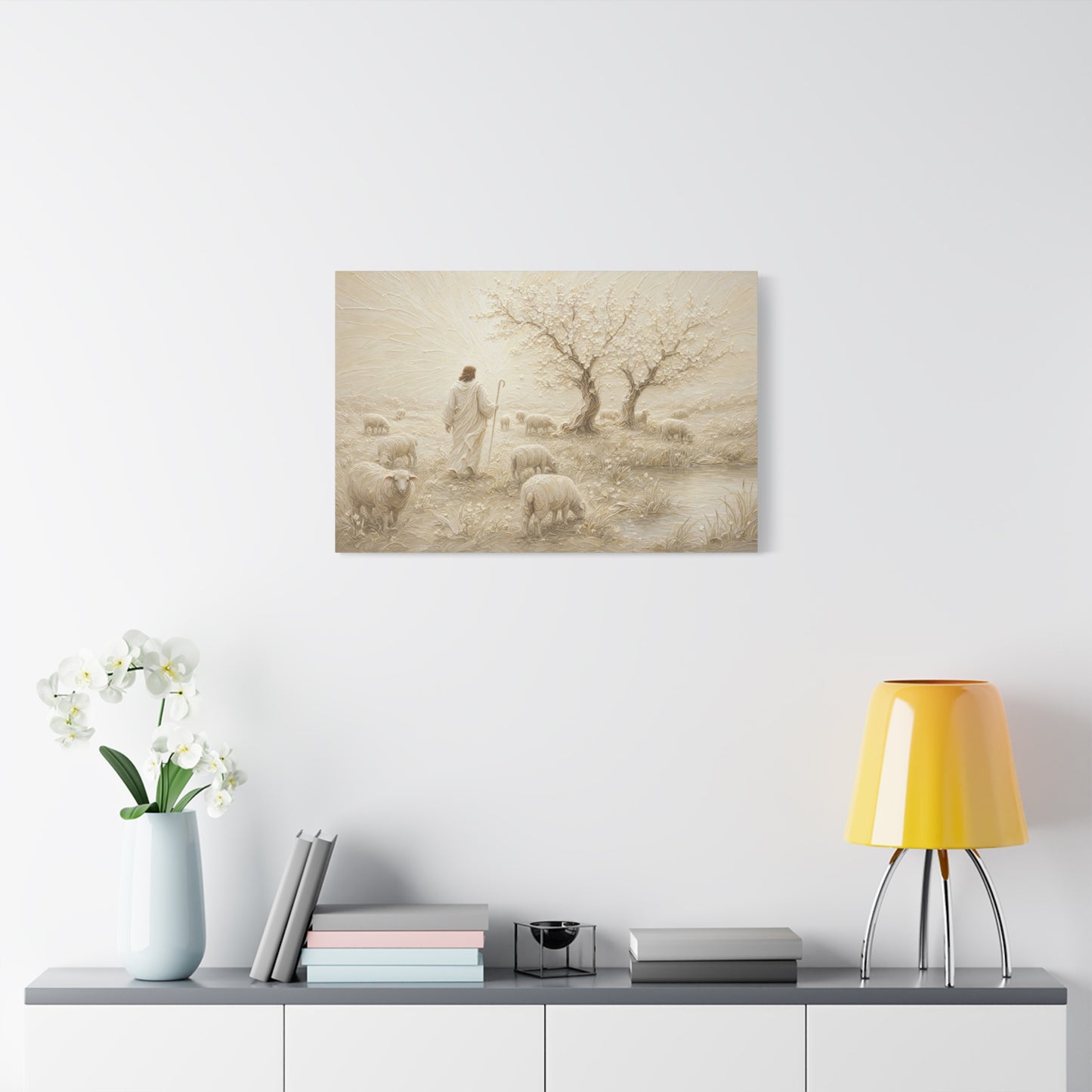 The Gentle Shepherd | Ivory Relief - Canvas