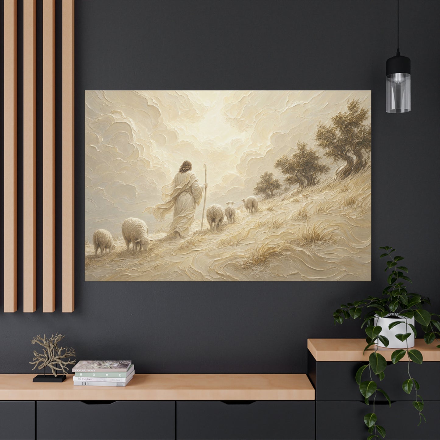 The Hillside Shepherd | Ivory Relief - Canvas