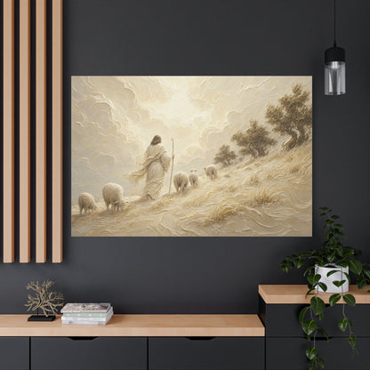 The Hillside Shepherd | Ivory Relief - Canvas