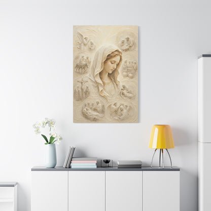 The Veiled Mary | Ivory Relief - Canvas