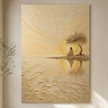 Jesus Under the Quiet Sun | Cream Impasto - Canvas