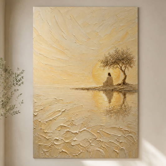 Jesus Under the Quiet Sun | Cream Impasto - Canvas