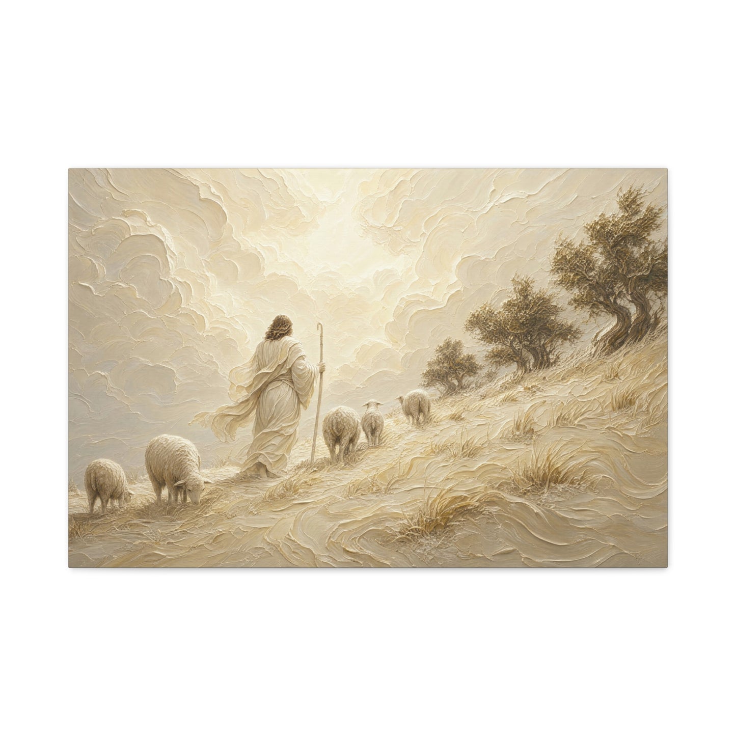 The Hillside Shepherd | Ivory Relief - Canvas