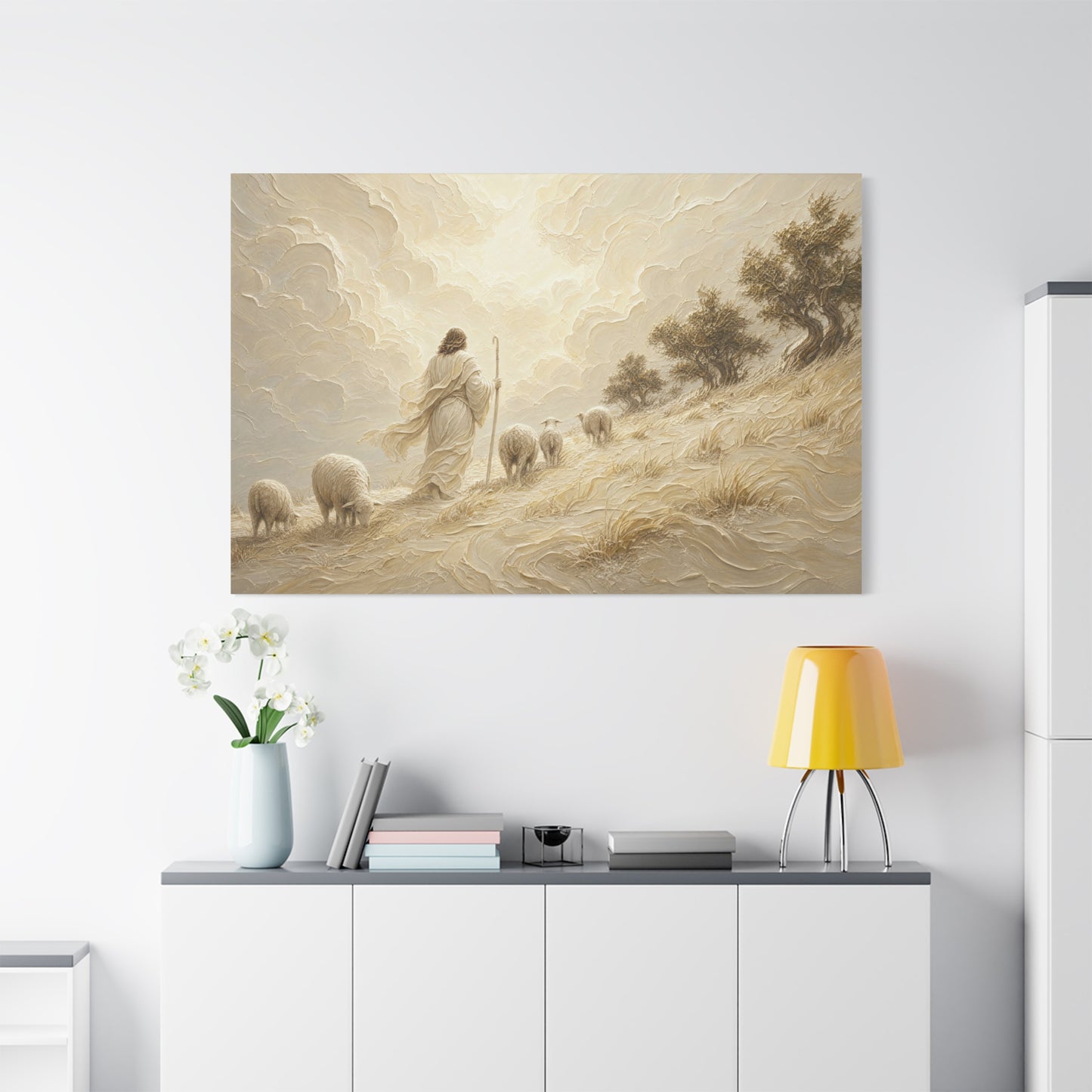 The Hillside Shepherd | Ivory Relief - Canvas