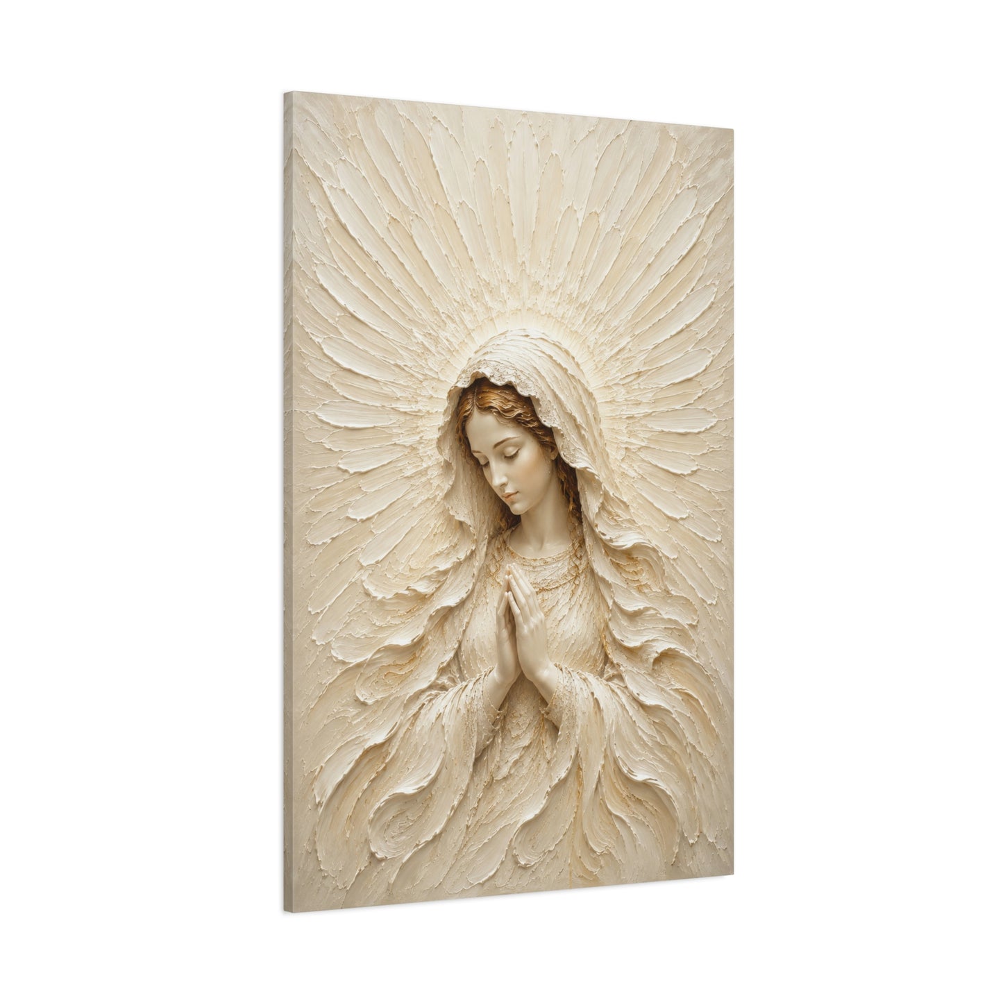 Madonna of Quiet Grace | Ivory Relief - Canvas