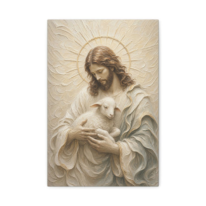 The Cradled Lamb | Ivory Relief - Canvas